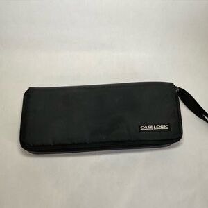 Case Logic 15 Slot Black Vintage Cassette Case Zip Close Plastic Holder Strap